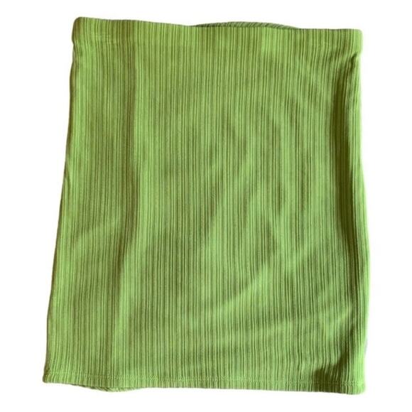 Naked Wardrobe Lime Green Ruched Bodycon Mini Skirt Size L NWOT - Picture 3 of 6